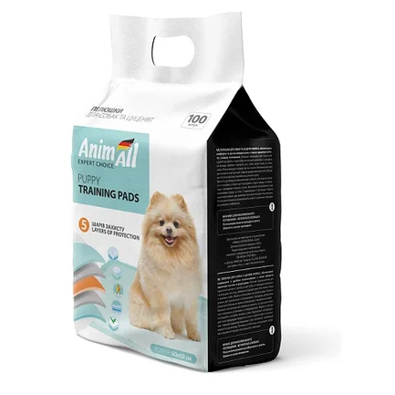 Пелюшки AnimAll Puppy Training Pads для собак і цуценят, 60 х 60 см, 100 штук