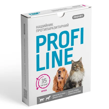 Нашийник Provet Profiline для котів та собак 35 см, фуксія (інсектоакарицид)