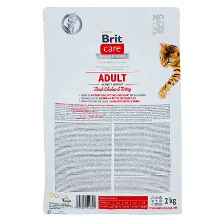 Сухий корм Brit Care Cat GF Adult Activity Support для котів, які живуть на вулиці, індичка та курка, 2 кг: додаткове фото 3