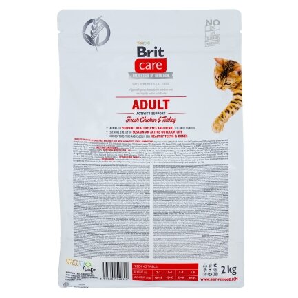 Сухий корм Brit Care Cat GF Adult Activity Support для котів, які живуть на вулиці, індичка та курка, 2 кг — Фото 2