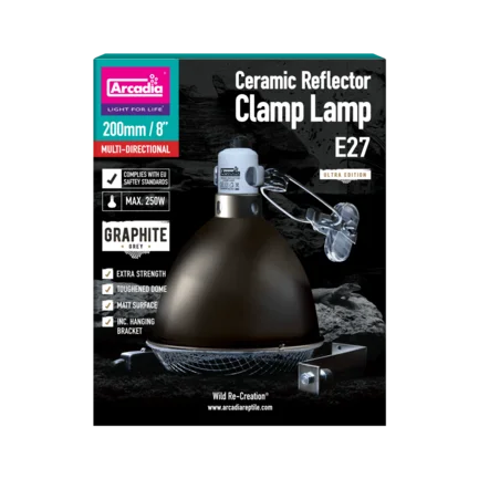 ARCADIA REFLECTOR CLAMP LAMP WITH CERAMIC HOLDER E27 20CM GRAPHITE (R2100075) світильник для тераріума