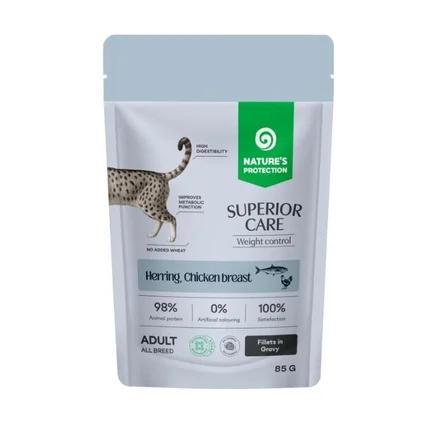 Nature's Protection Superior Care Weight Control Grain Free Adult Cats with Herring and Chicken Breast Вологий корм для котів для контролю ваги з оселедцем і куркою, 85 г