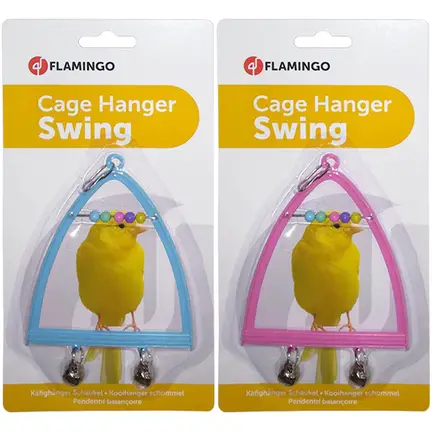 Flamingo Swing+Abacus+Bell ФЛАМІНГО ГОЙДАЛКА з дзвіночком та рахівницею іграшка для птахів 10х13 см