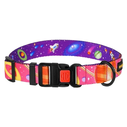 Нашийник для собак BronzeDog Urban Cosmos нейлоновий з пластиковою пряжкою Рожевий L: додаткове фото 2