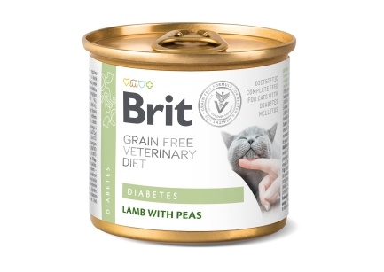 Вологий корм Brit GF VetDiet Diabetes для котів, при цукровому діабеті, з ягням та горохом, 200 г