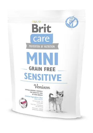 Сухий корм Brit Care GF Mini Sensitive для собак мініатюрних порід з чутливим травленням, з олениною, 400 г