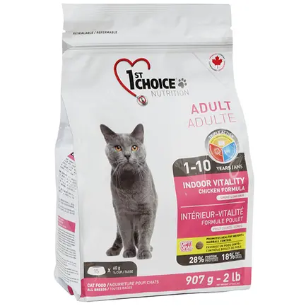 1st Choice Adult Indoor Vitality Chicken ФЕСТ ЧОЙС КУРКА ВІТАЛІТІ сухий суперпреміум корм для котів 0,907 кг