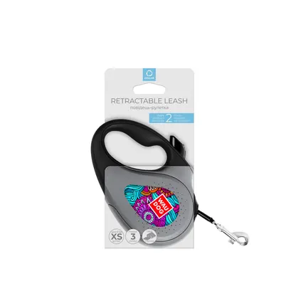 Повідець-рулетка для собак WAUDOG R-leash, малюнок "Літо", XS, до 12 кг, 3 м, світловідбиваюча стрічка чорний: додаткове фото 4