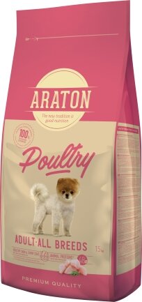 Повноцінний сухий корм для дорослих собак всіх порід. ARATON POULTRY Adult All Breeds 15кг