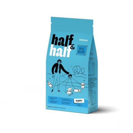 Сухий корм Half&amp;Half для цуценят усіх порід, із яловичиною, 2 кг