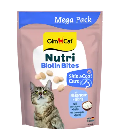 Вітаміни GimCat NUTRI BIOTIN BITES для котів для покращення стану шкіри та шерсті з маскарпоне та біотином 425г: додаткове фото 2
