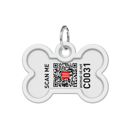 Адресник для собак і котів металевий WAUDOG Smart ID з QR паспортом, малюнок "Калина", кістка, Д 40 мм, Ш 28 мм: додаткове фото 3