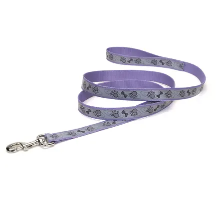 Coastal Lazer Brite Reflective Leash КОСТАЛ ЛАЗЕР БРАЙТ світловідбивний повідець для собак, 2.5смХ1.8м Лапа кістка фіолетовий