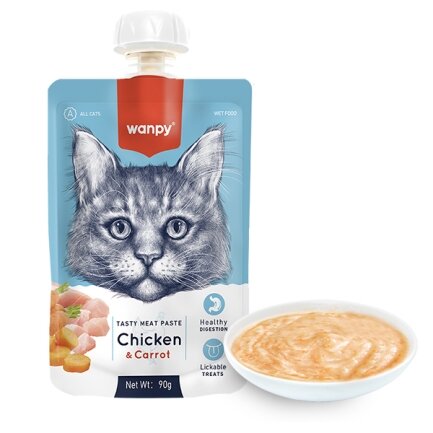 Wanpy Chicken &amp; Carrot ВАНПІ КРЕМ-ПЮРЕ КУРКА З МОРКВОЮ рідкий корм для котів 0,09 кг