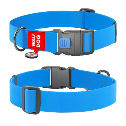 Нашийник для собак водостійкий WAUDOG Waterproof з QR паспортом, пластиковий фастекс, XXL, Ш 40 мм, Дов 46-70 см, блакитний: додаткове фото 2
