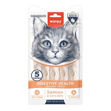 Wanpy Functional Creamy Lickable Treat Digestive Health ВАНПІ ЗДОРОВЕ ТРАВЛЕННЯ функціональні рідкі ласощі для котів із чутливим травленням 0,07 кг