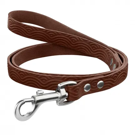 Повідець для Собак Шкіряний BronzeDog Classic з тисненням Коричневий S