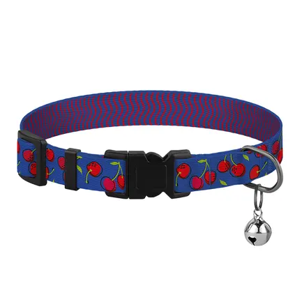 Нашийник для Котів BronzeDog Urban Fruits Нейлоновий з Пластиковою Пряжкою та Дзвіночком Вишні XS: додаткове фото 2