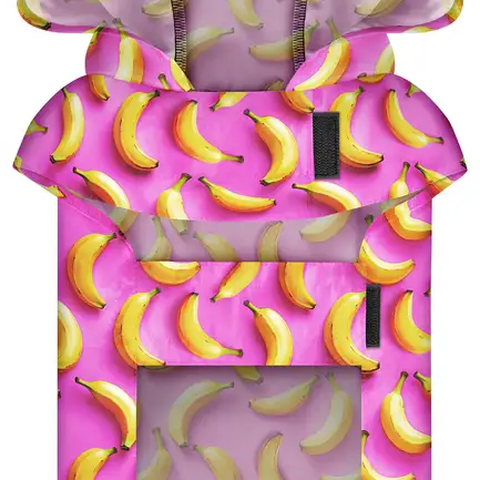 Дощовик-накидка з капюшоном для собак WAUDOG Clothes, малюнок "Банани на рожевому", XL, А 55-61 см, B 68-80 см, С 42-52 см: додаткове фото 4