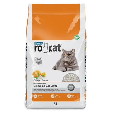 Бентонітовий наповнювач RoCat Orange Scented для котячого туалету, з ароматом апельсина, 5 л (4.3 кг)
