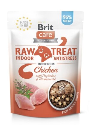 Ласощі для котів Brit Raw Treat Indoor &amp; Antistress Freeze-dried з куркою, 40 г