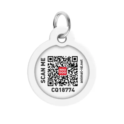 Адресник для собак і котів металевий WAUDOG Smart ID з QR паспортом, малюнок "Бетмен візерунок", коло, Д 30 мм: додаткове фото 3