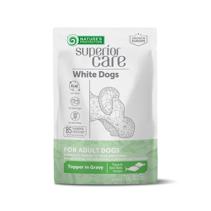 Nature's Protection Superior Care White Dogs Adult Tuna & Sea Bass Додатковий вологий корм для собак з білим забарвленням з тунцем і морським окунем, 70 г