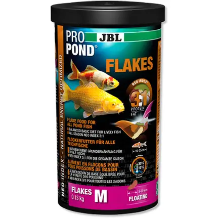 JBL (ДжБЛ) ProPond Flakes корм пластівці для всіх видів ставкової риби M, 130г.