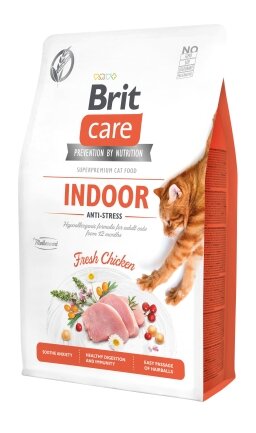 Сухий корм Brit Care Cat GF Indoor Anti-stress для котів, які постійно живуть у приміщенні, курка, 2 кг