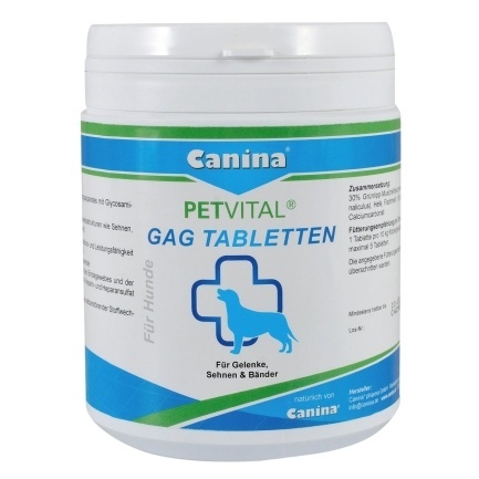 Вітаміни Canina Petvital GAG для собак, глюкозамін з екстрактом мідій, для суглобів та тканин, 600 г (600 табл)