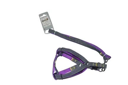 Набір шлея та повідець AnimAll Denim, фіолетовий, 1.5×120 см/1.5×36-46 см