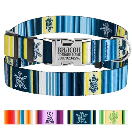 Нашийник для Собак BronzeDog Urban West Нейлоновий з Металевою Пряжкою Синій XL: додаткове фото 4