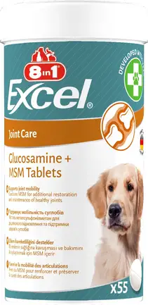 Вітаміни 8in1 Excel Glucosamine + MSM для цуценят та дорослих собак, для суглобів, 55 шт