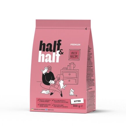 Сухий корм Half&amp;Half для кошенят, з яловичиною, 300 г