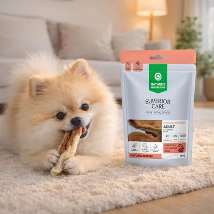 Nature's Protection Superior Care Rabbit Ears with Salmon Filling Ласощі для собак кролячі вушка з начинкою з лосося, 75 г: додаткове фото 2
