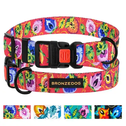 Нашийник для собак BronzeDog Urban Folk нейлоновий з пластиковою пряжкою кораловий M: додаткове фото 3
