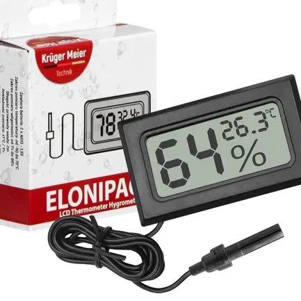 Цифровий термометр-гігрометр Kruger Meier Elonipac LCD з датчиком на кабелі 200 см