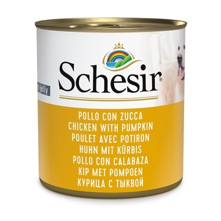 Schesir Chicken With Pumpkin ШЕЗІР КУРКА З ГАРБУЗОМ в желе натуральні консерви для собак, вологий корм, банка 285г 0,285 кг
