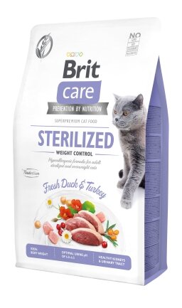 Сухий корм Brit Care Cat GF Sterilized Weight Control для стерилізованих котів з надмірною вагою, качка та індичка, 2 кг