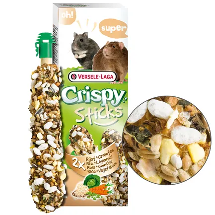 Versele-Laga Crispy Sticks Rice & Vegetables ВЕРСЕЛЕ-ЛАГА КРІСПІ РИС З ОВОЧАМИ ласощі для хом’яків, щурів, мишей 2 шт. х 55 г