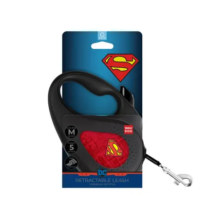 Повідець-рулетка для собак WAUDOG R-leash, малюнок "Супермен Лого червоний", M, до 25 кг, 5 м, світловідбиваюча стрічка чорний: додаткове фото 2
