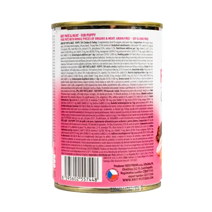 Вологий корм Brit Care Pate & Meat для цуценят, з куркою та індичкою, 400 г: додаткове фото 3