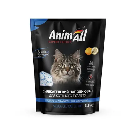 Силікагелевий наповнювач AnimAll Кристали аквамарину, для котів, 3.8 л (1.6 кг)