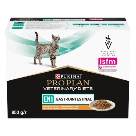 Вологий дієтичний корм PRO PLAN VETERINARY DIETS EN Gastrointestinal для кошенят та дорослих котів  для зменшення розладів кишкової абсорбції та годівлі у період відновлення, одужання з куркою 10х85 г