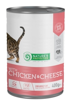 Вологий корм для дорослих котів з куркою і сиром Nature&#039;s Protection with Сhicken &amp; Сheese 400 г