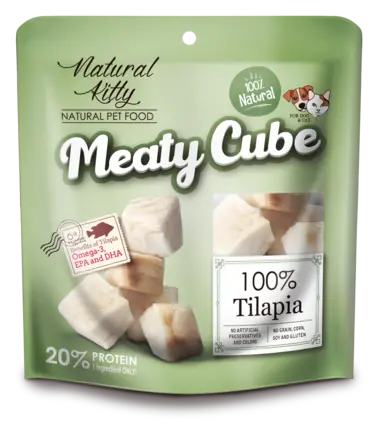 Natural Kitty Meaty Cube 100%Tilapia Ласощі для котів та собак у вигляді кубиків, тілапія 50г