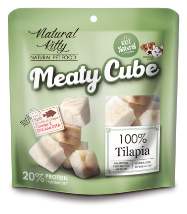 Natural Kitty Meaty Cube 100%Tilapia Ласощі для котів та собак у вигляді кубиків, тілапія 50г