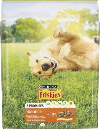 Сухий корм FRISKIES Balance для дорослих собак з куркою, яловичиною та овочами 2,4 кг