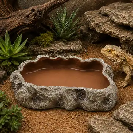 Миска для тераріуму Hobby Cera Dish Granite 4 22x17x4см (37803) поїлка та годівниця під натуральний камінь: додаткове фото 4
