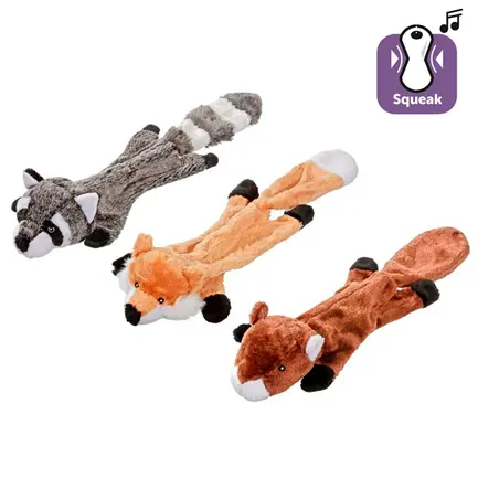 Flamingo Plish Flat Toy ФЛАМІНГО ЛИСИЦЯ БОБЕР ЄНОТ м’яка іграшка з пищалкою для собак 50х10 см